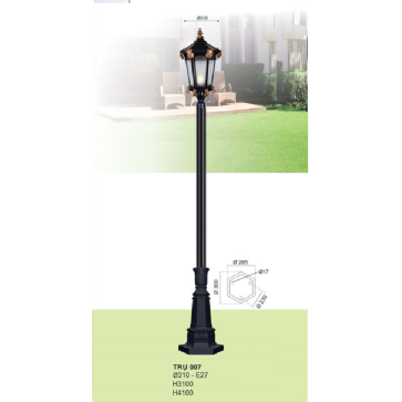 TRỤ - 097: Đèn trụ sân vườn chất liệu hợp kim 1 bóng, cao 3100mm