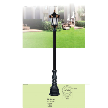 TRỤ 098: Đèn trụ sân vườn chất liệu hợp kim 1 bóng - Cao 3200mm
