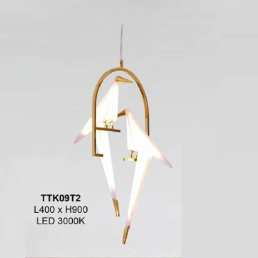 TTK09T2: Đèn thả 2 bóng - KT: L400mm x H900mm - Đèn LED ánh sáng vàng 3000K