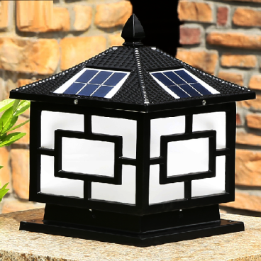 TD - 10 -18: Đèn đầu trụ NLMT - KT: L300mm x W300mm x H350mm - Đèn NLMT - Bóng đèn E27