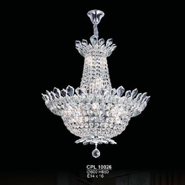 CPL 10026: Đèn chùm Phale K9 - KT: Ø600mm  x H650mm - Bóng đèn chân E14 x 16 bóng