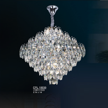 CPL 10030: Đèn chùm Phale K9 - KT: Ø600mm  x H500mm - Bóng đèn chân E14 x 14 bóng