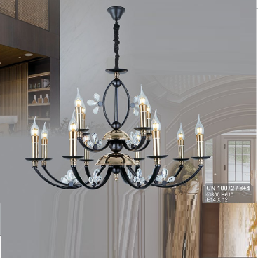 S - CN 10072/8+4: Đèn chùm nến 12 tay - KT: Ø800mm x H610mm - Bóng đèn E14 x 12 bóng