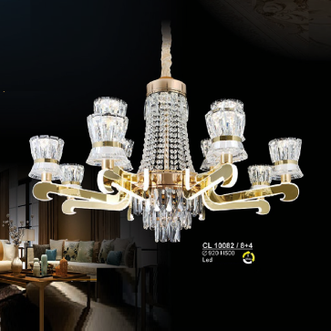 CL 10082/8 +4: Đèn chùm LED 12 tay - KT: Ø920mm x H500mm - Đèn LED đổi 3 màu