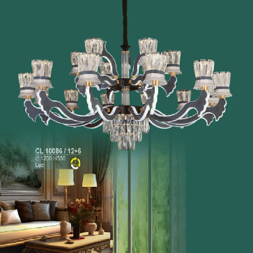 S - CL 10086/12+6: Đèn chùm LED 18 tay - KT: Ø1200mm x H550mm - Đèn LED ánh sáng đổi 3 màu