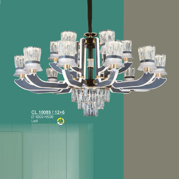 S - CL 10089/12+6: Đèn chùm LED 18 tay - KT: Ø1000mm x H550mm - Đèn LED ánh sáng đổi 3 màu