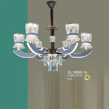 S - CL 10090/6: Đèn chùm LED 6 tay - KT: Ø680mm x H370mm - Đèn LED ánh sáng đổi 3 màu