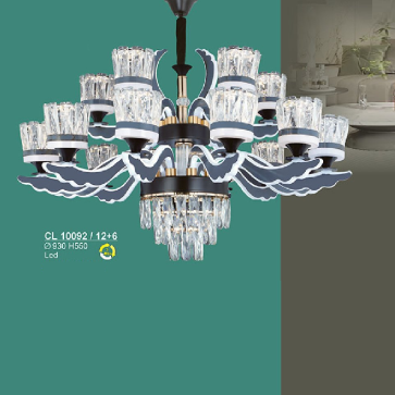 S - CL 10092/12+6: Đèn chùm LED 18 tay - KT: Ø930mm x H550mm - Đèn LED ánh sáng đổi 3 màu