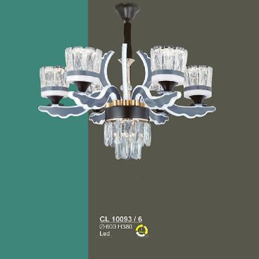 S - CL 10093/6: Đèn chùm LED 6 tay - KT: Ø600mm x H380mm - Đèn LED ánh sáng đổi 3 màu
