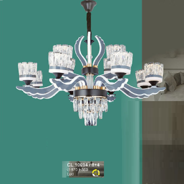 S - CL 10094/8+4:  Đèn chùm LED 12 tay - KT: Ø870mm x H550mm - Đèn LED ánh sáng đổi 3 màu