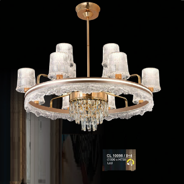 S - CL 10098/8+4:: Đèn chùm thả LED 12 tay - KT: Ø900mm x H750mm - Đèn LED ánh sáng đổi 3 màu