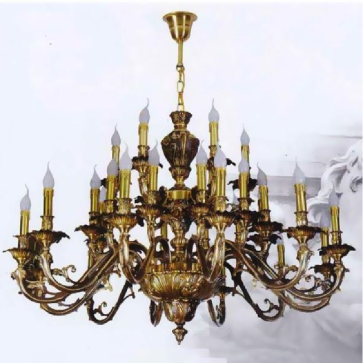 E - CD - 102/30: Chùm đồng 30 tay - KT: Ø1130mm x H850mm - Bóng đèn chân E14 x 30 bóng