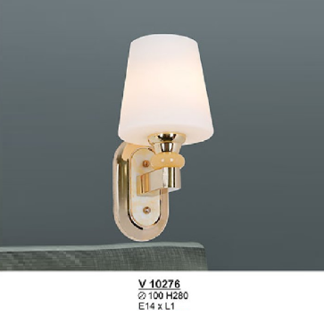 S - V 10276: Đèn gắn tường chao thủy tinh - KT: Ø100mm x H280mm - Bóng đèn E14 x 1