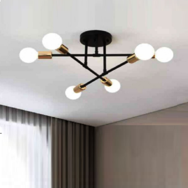 THCN - 103-21: Đèn chùm gắn sát trần 6 bóng - KT: Ø650mm x H200mm - Bóng đèn E27 x 6 bóng