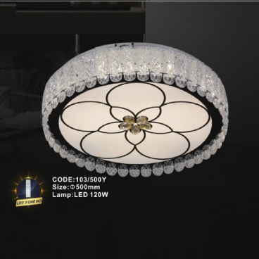 CODE: 103/500Y: Đèn áp trần LED - KT: Ø500mm - Đèn LED 120W ánh sáng đổi 3 màu