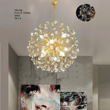 35 - TPL103: Đèn thả Phale - KT: Ø500mm - Đèn LED G9 x 9 bóng