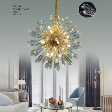 35 - TPL104: Đèn thả Phale trắng - KT: Ø600mm - Đèn LED G9 x18 bóng