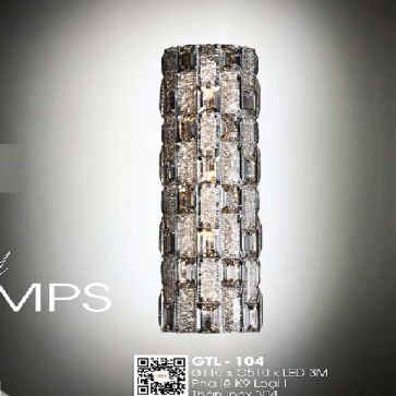 GTL-104: Đèn gắn tường LED Phale K9 - KT: Ø110mm x H510mm - Đèn LED đổi 3 màu