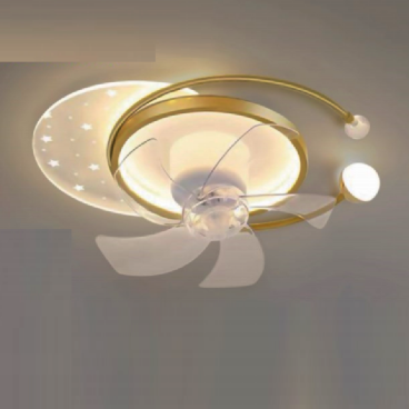 OTQ83104VANG: Quạt trần đảo  Đèn LED Mica  - KT: L600mm x W500mm - Đèn LED đổi 3 màu