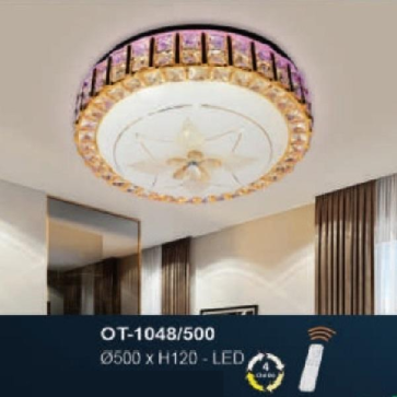 AN - OT - 1048/500: Đèn áp trần LED - KT: Ø500mm x H120mm - Đèn  LED đổi 3 màu - Remote