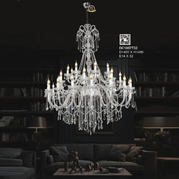 DC1057T32: Đèn chùm Phale nến 32 tay - KT: Ø1400mm x H1400mm - Bóng đèn nến E14 x 32 bóng