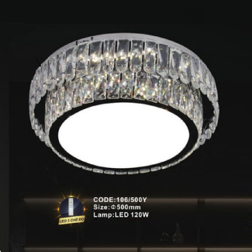 CODE: 106/500Y: Đèn áp trần LED - KT: Ø500mm - Đèn LED 120W ánh sáng đổi 3 màu