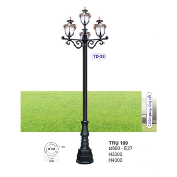 TRỤ 109: Đèn trụ sân vườn chất liệu hợp kim 4 bóng - Cao 3300mm