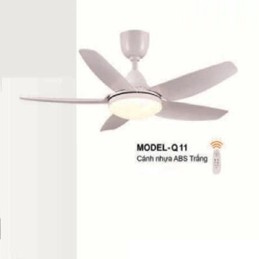 MODEL - Q11: Quạt trần đèn LED 5 cánh nhựa ABS màu Trắng