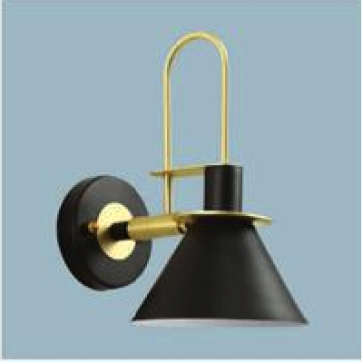 35 - VK91 Đen (xi vàng): Đèn gắn tường 1 bóng  - KT: Ø180mm x H310mm - Bóng đèn E27 x 1