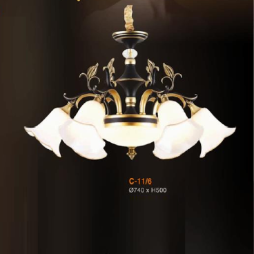 EU - C - 11/6: Đèn chùm 6 tay -  KT: Ø740mm x H500mm - Bóng đèn E27 x 6