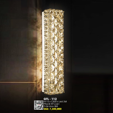 GTL -112: Đèn gắn tường LED Phale K9 loại 1 - KT: W115mm x H500mm - Đèn LED đổi 3 màu