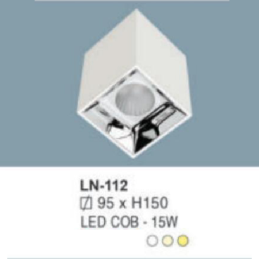 LN - 112: Đèn lon vuông LED COB 15W gắn nổi, 1 chế độ ánh sáng (trắng/trung tính/vàng)