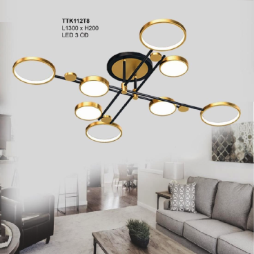 35 - TTK112T8: Đèn chùm LED 8 tay - KT: W1300mm x H200mm - Đèn LED đổi 3 màu