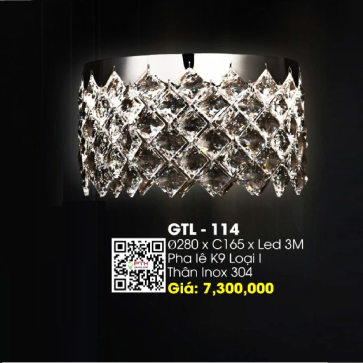 GTL - 114: Đèn gắn tường LED Phale K9- KT: Ø280mm x H165mm - Đèn LED đổi 3 màu