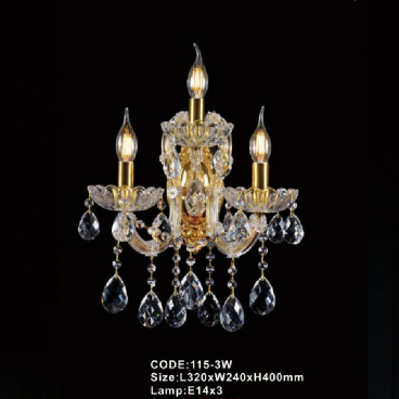 CODE: 115 - 3W: Đèn gắn tường Phale nến 3 bóng - KT: L320mm x W240mm x H400mm - Đèn LED 3W + Bóng đèn nến E14 x 3 bóng