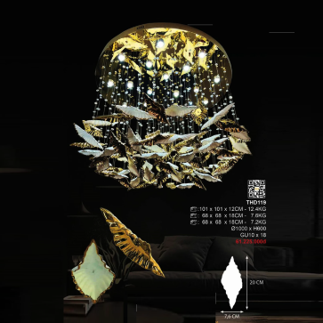 3 - THD119: Đèn thả LED - KT: Ø1000mm x H600mm - Đèn LED GU 10 x 18 bóng