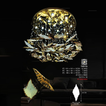 3 - THD119: Đèn thả LED - KT: Ø1000mm x H600mm - Đèn LED GU 10 x 18 bóng