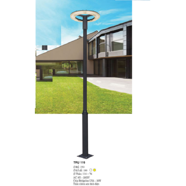 TRỤ 119: Đèn trụ sân vườn chất liệu hợp kim, Đèn LED - Cao 3300mm - Ánh sáng trắng/vàng