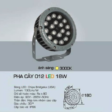 AFC - 012 LED 18W: Đèn pha cây LED 18W - Ánh sáng vàng 3200K