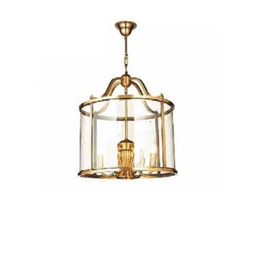 TD - 12: Đèn thả đơn xi mạ đồng - KT: W300mm x H450mm - Đèn E14 x 4 bóng + E27 x 1 bóng