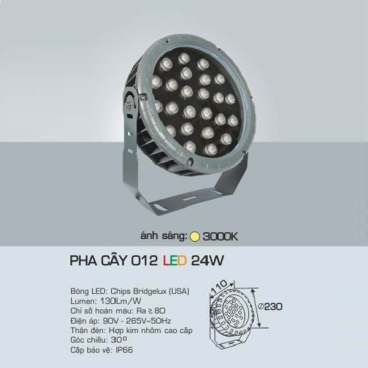 AFC - 012 LED 24W: Đèn pha cây LED 24W - Ánh sáng vàng 3200K