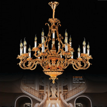 E - C - 120/12+6: Đèn chùm nến 18 tay - KT: Ø1050mm x H900mm - Bóng đèn nến E14 x 18 bóng