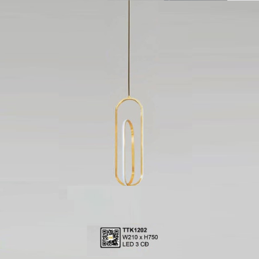 35 - TTK1202: Đèn thả đơn LED - KT: W210mm x H750mm - Đèn LED đổi 3 màu
