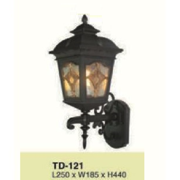 E - TD - 121: Đèn gắn tường ngoài trời - KT: L250mm x W185mm x H440mm - Đèn E27 x 1 bóng