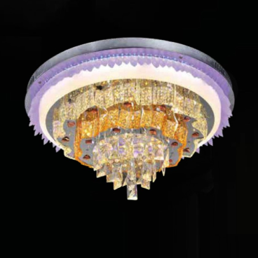 MO - 1219: Đèn áp trần LED thủy tinh Phale - KT: Ø600mm x H350mm - Đèn LED đổi 3 màu - Remote