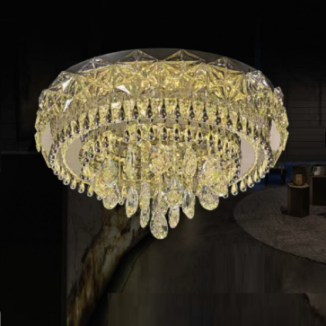 MO - 1233: Đèn áp trần LED thủy tinh/Phale - KT: Ø600mm x H300mm - Đèn LED đổi 3 màu - Remote