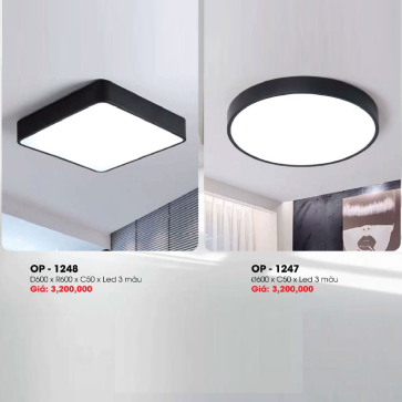 OP- 1247: Đèn ốp trần LED - KT: Ø600mm x H50mm - Đèn LED đổi 3 màu