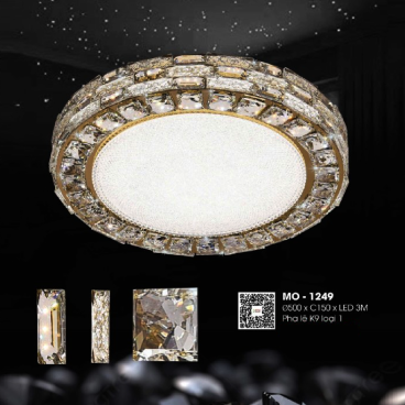 MO - 1249: Đèn áp trần Phale K9 loại 1 - KT: Ø500mm x H150mm - Đèn LED 3M