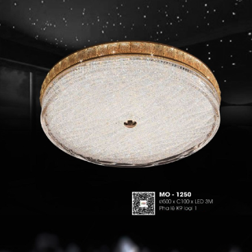 MO - 1250: Đèn áp trần Phale K9 loại 1 - KT: Ø500mm x H100mm - Đèn LED đổi 3 màu