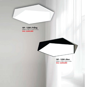 OP - 1250/trắng: Đèn ốp LED - KT: Ø500mm x H50mm - Đèn LED đổi 3 màu